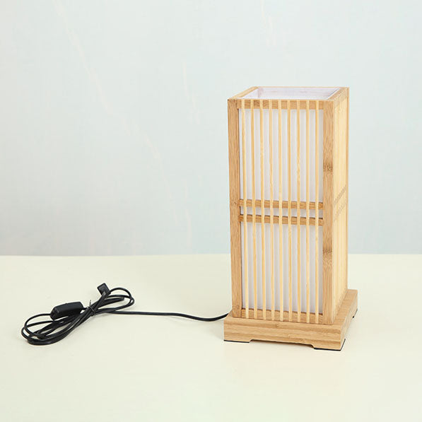 Traditional Japanese Square Bamboo Column 1-Light Table Lamp