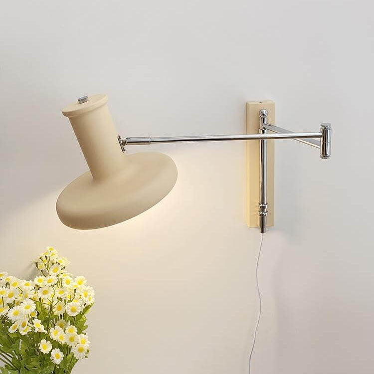 Nordic Minimalist Beige Swing Arm 1-Light Wall Sconce