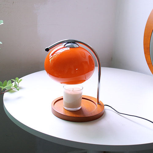 Vintage Glass Dome Solid Wood Base 1-Light Table Lamp