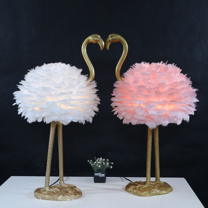 Nordic Goose Feather Metal Flamingo Ball 1-Light Table Lamp