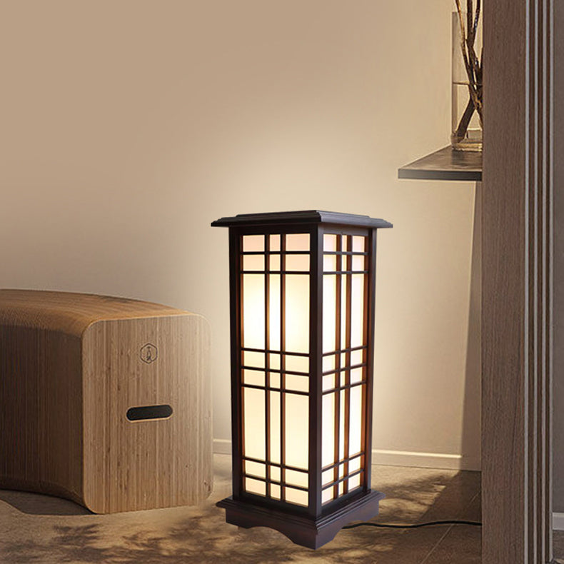 Traditional Chinese Walnut Arc Floor Lamp
