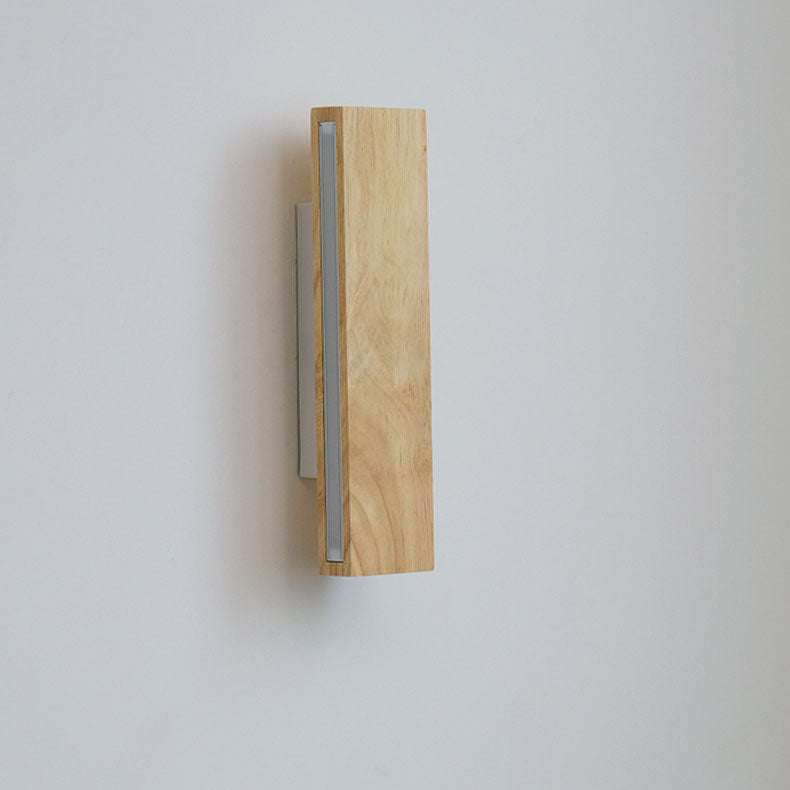 Japanese Minimalist Log Rectangular Flat Wall Sconce