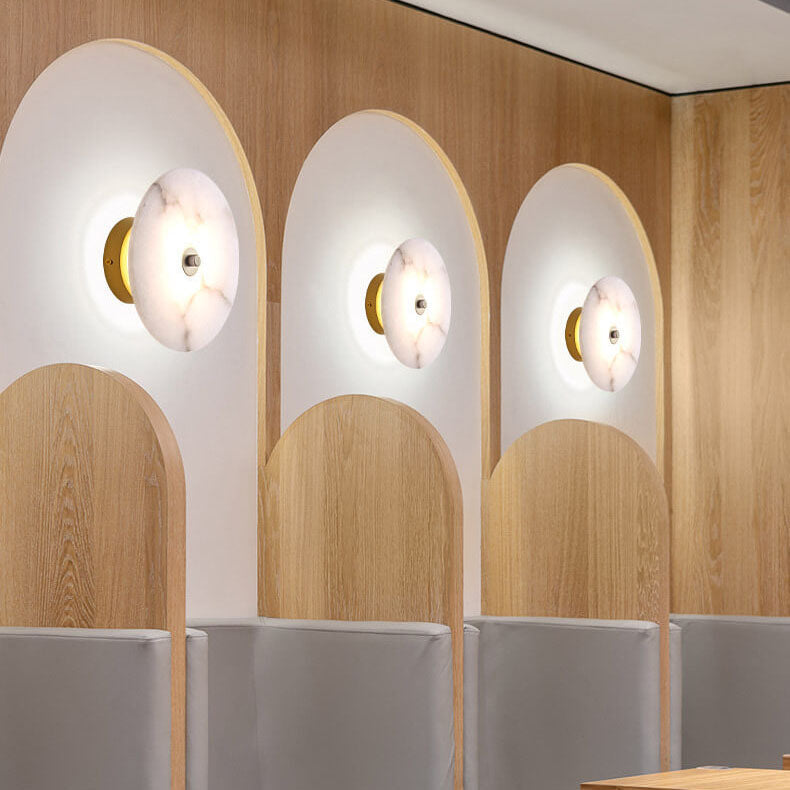 Contemporary Luxury Round Marble Iron LED Wall Sconce
