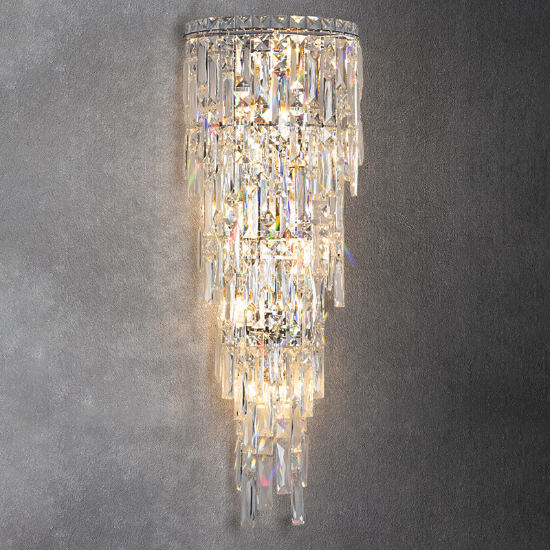 Contemporary Luxury Crystal Tassel Half Post Wall Sconce