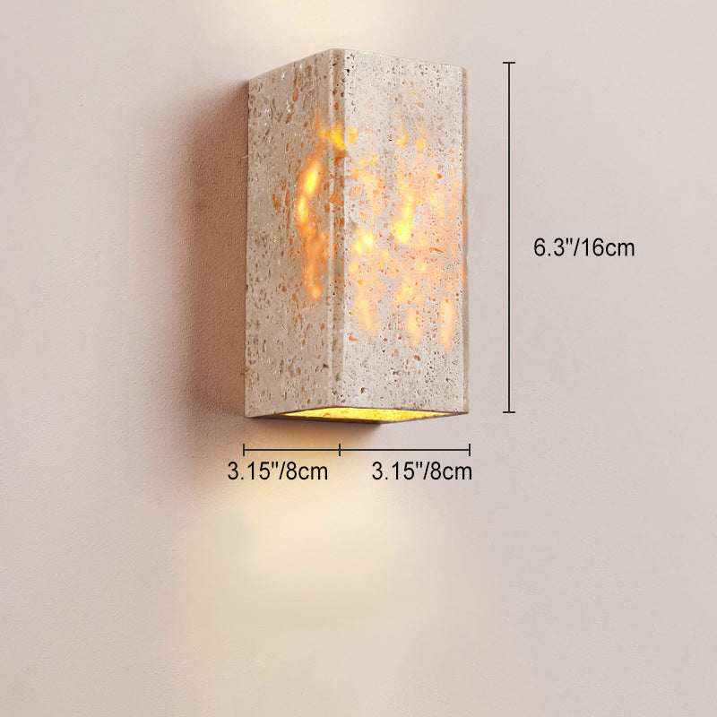 Traditional Japanese Travertine Square Waterproof Wall Light