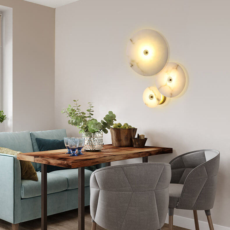 Contemporary Luxury Round Marble Iron LED Wall Sconce