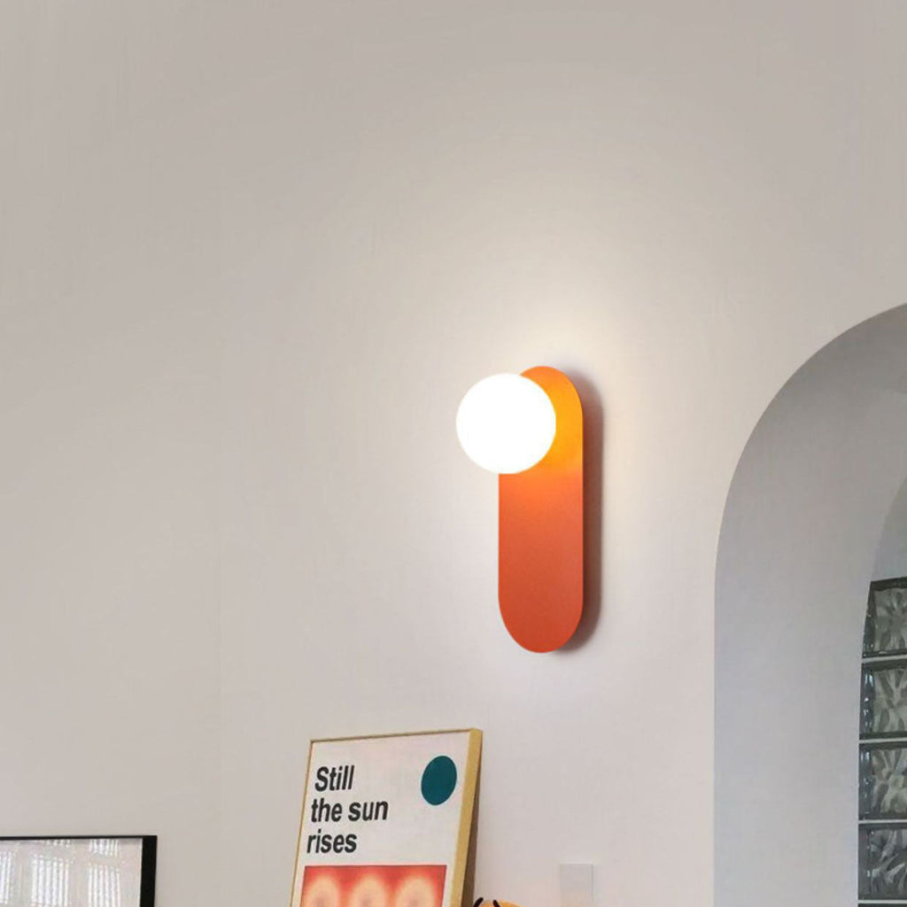 Nordic Minimalist Glass Orange Ring Base 1-Light Wall Sconce