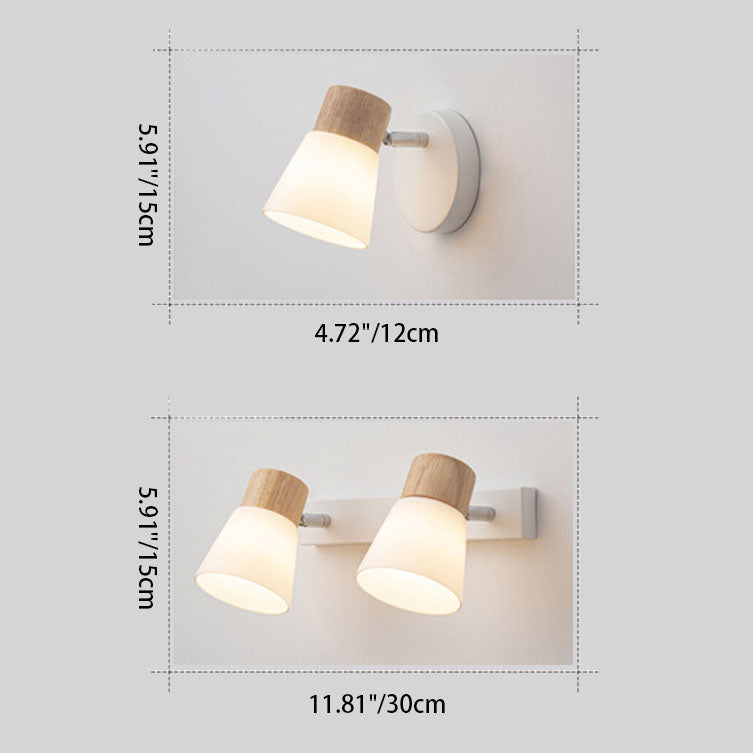 Modern Minimalist Horn Rubber Wood Glass Vanity Wall Sconce