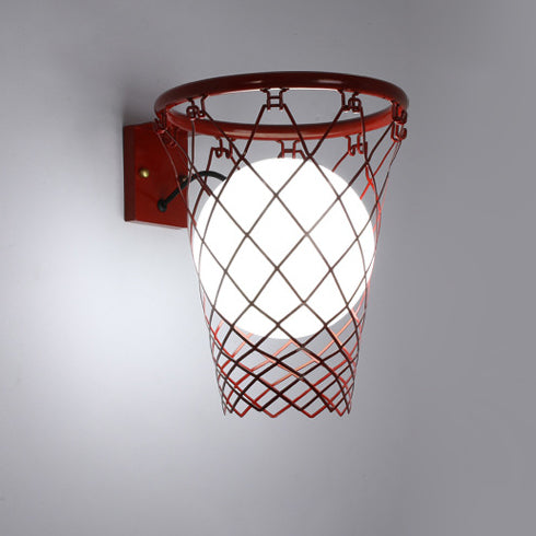 Modern Kids Iron Glass Basketball Hoop Wall Sconce