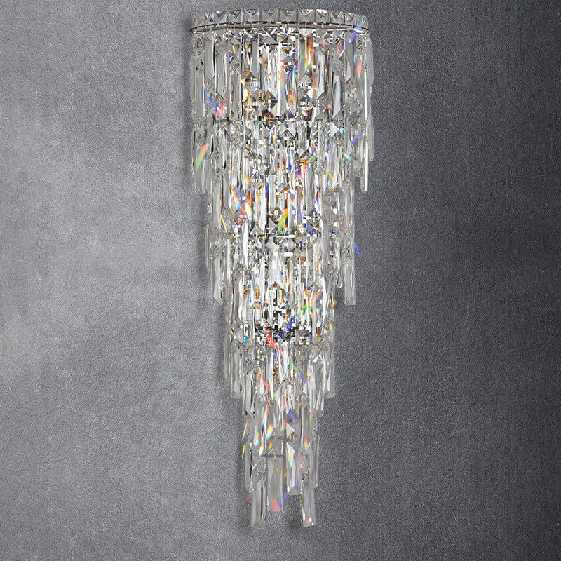 Contemporary Luxury Crystal Tassel Half Post Wall Sconce