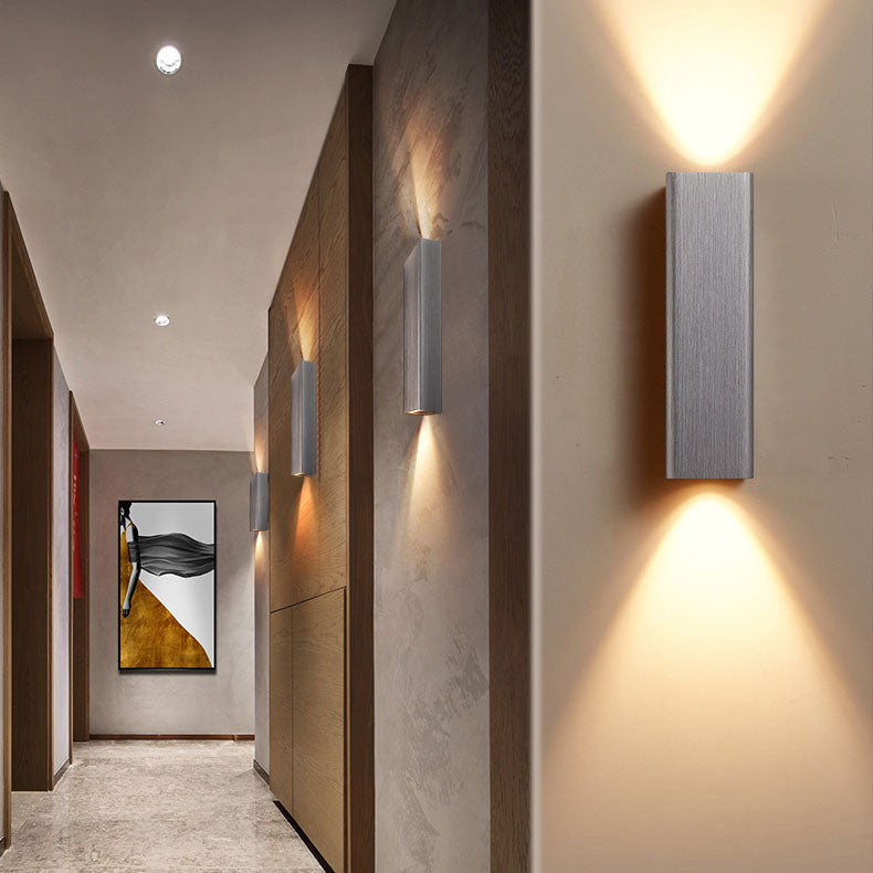 Nordic Minimalist Brushed Aluminum Rectangular Wall Sconce