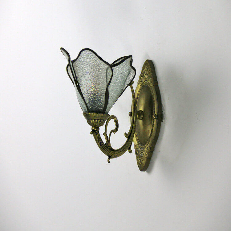 Vintage Tiffany Petals Stained Glass 1-Light Wall Sconce