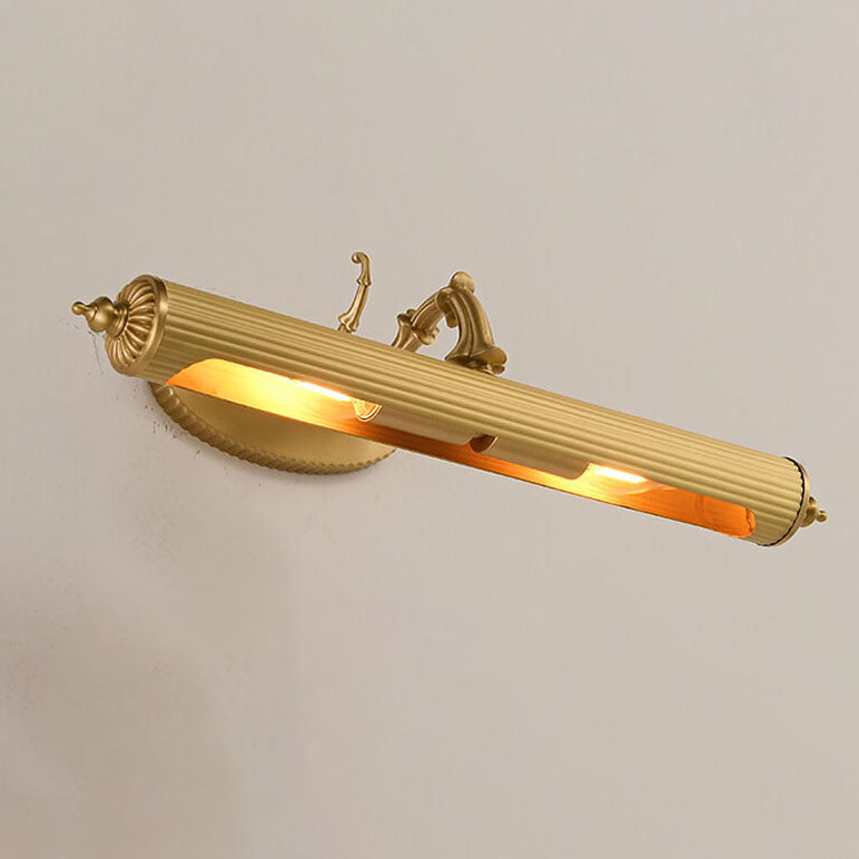 French Antique Copper Cylindrical 2-Light Mirror Wall Sconce