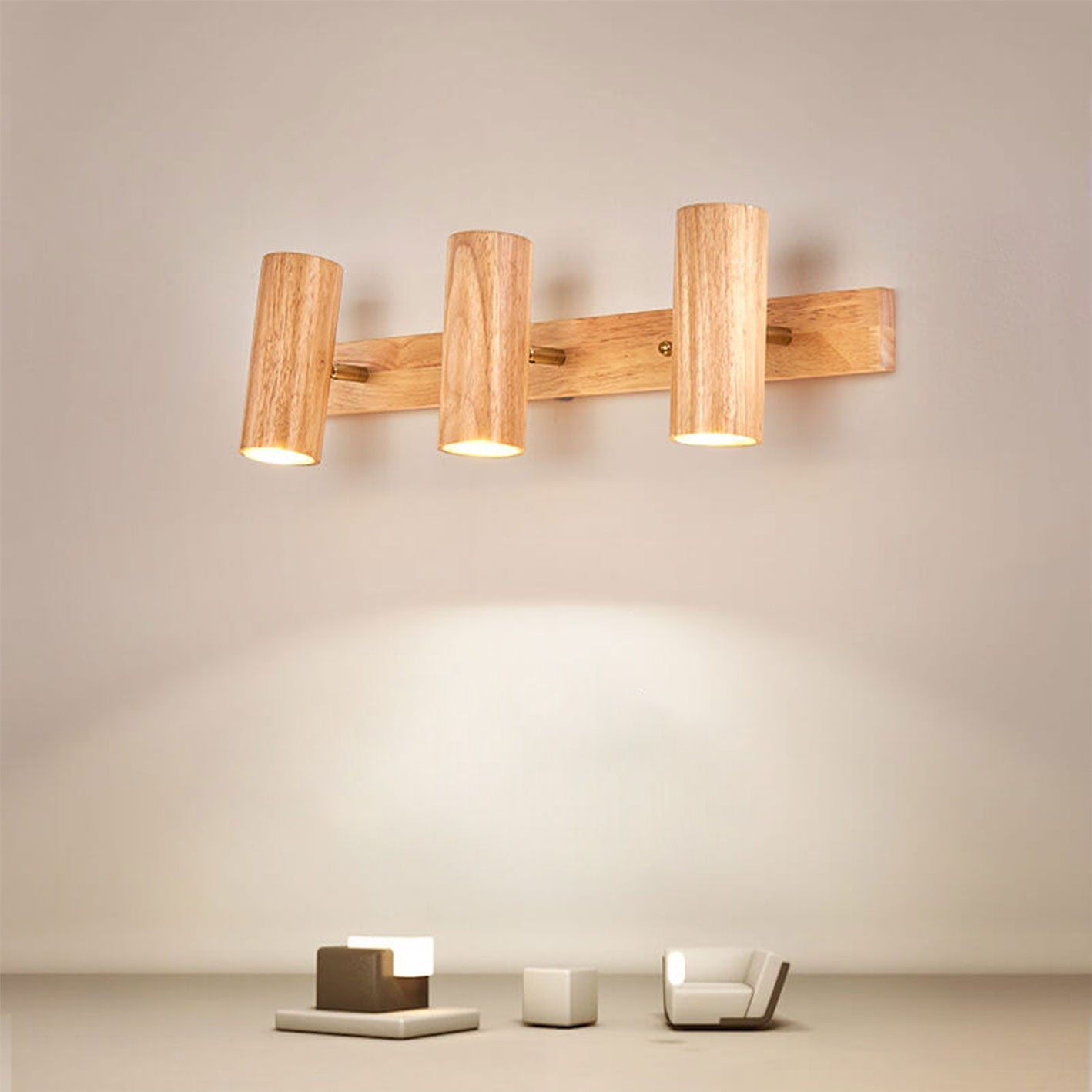 Modern Minimalist Wood Track Spotlight Wall Wall Sconce
