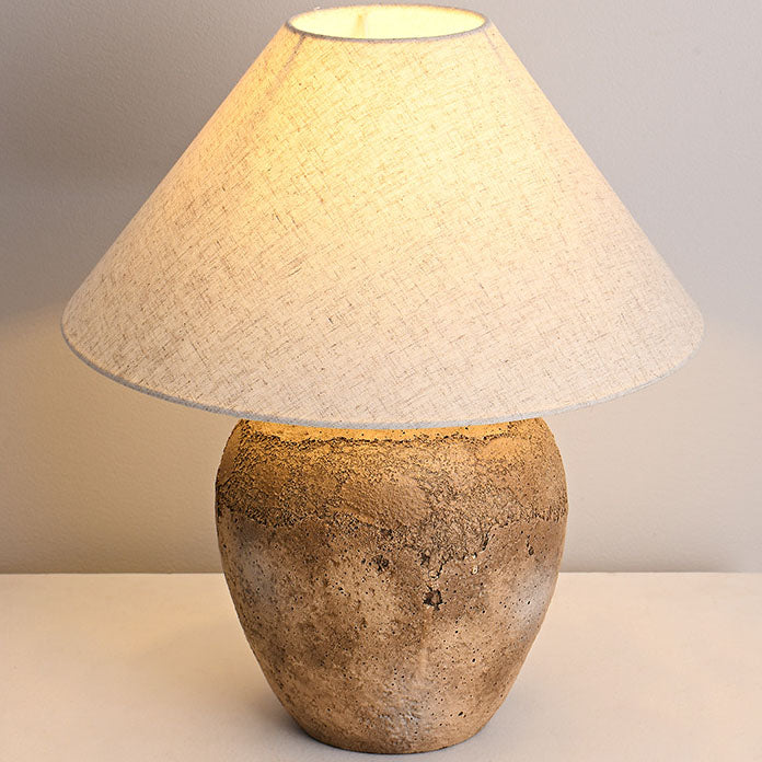 Modern Shabby Chic Cone Fabric Ceramic Jar Table Lamp