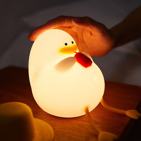 Creative Cartoon Silicone Duck Pat LED Night Table Lamp