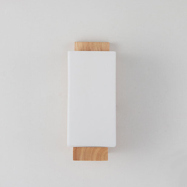 Modern Minimalist Solid Wood Square Glass Column Wall Sconce