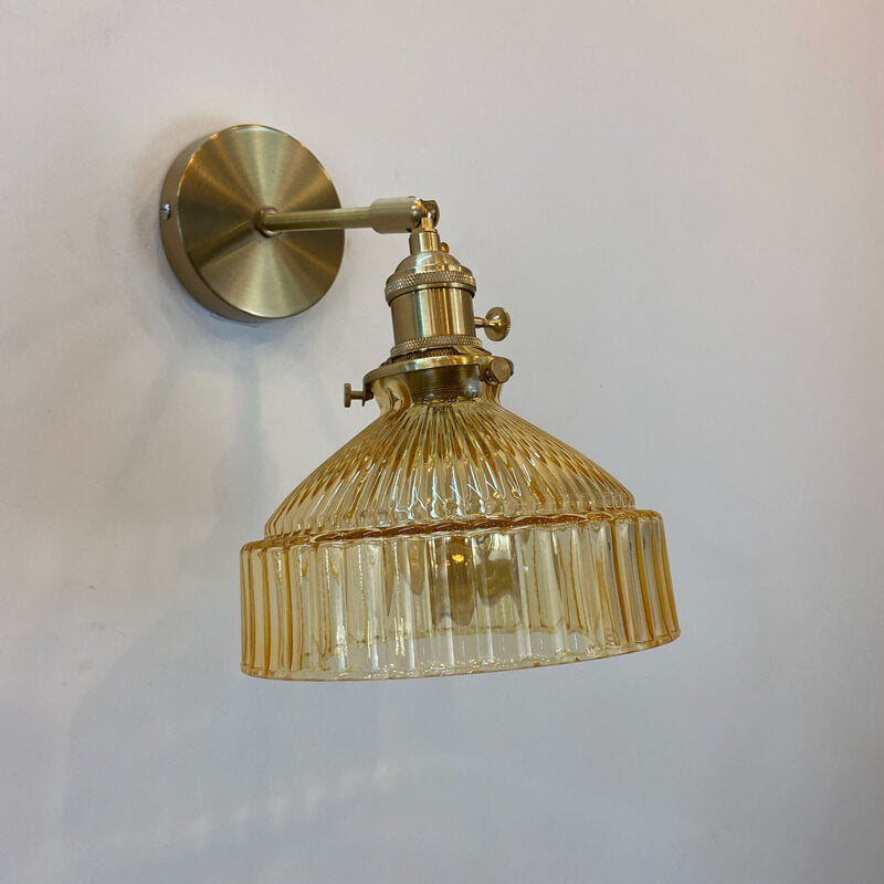Nordic Dome Glass Shade Brass 1-Light Wall Sconce