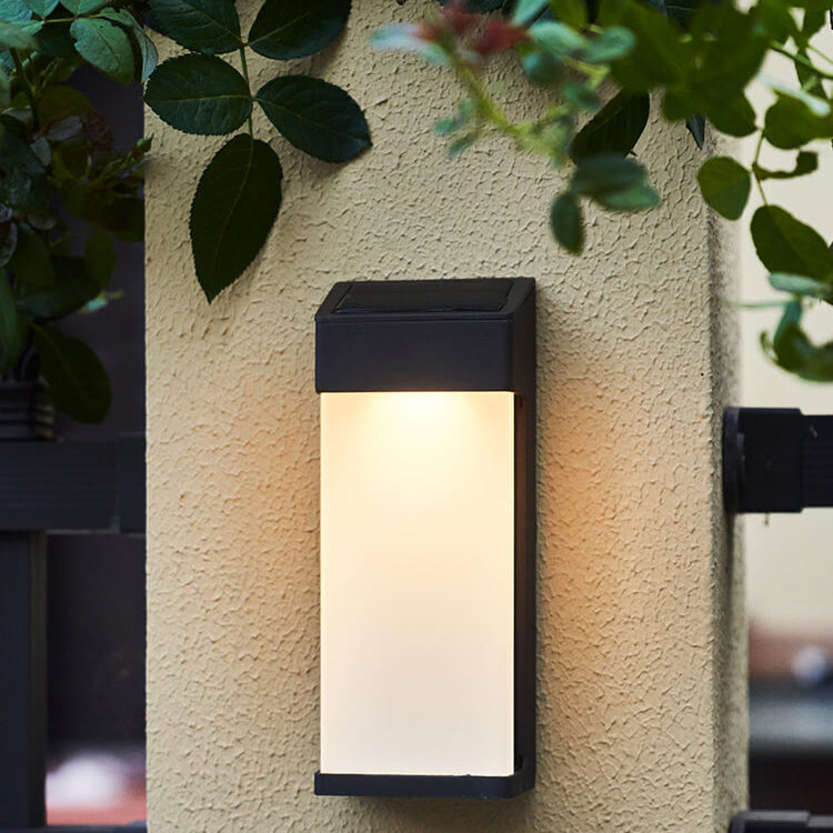 Solar Powered Frosted Glass Square Outdoor Wall Sconce