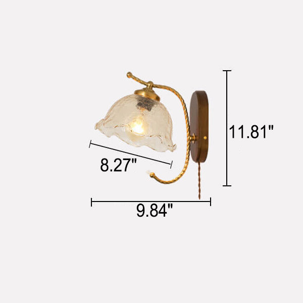 French Vintage Cream Glass Petal 1-Light Wall Sconce