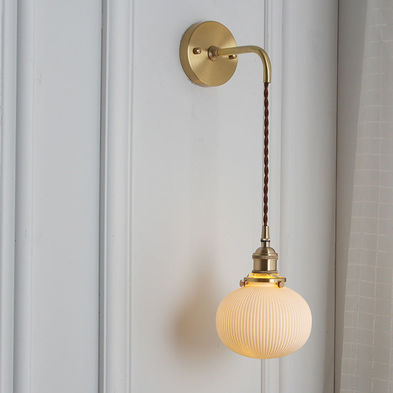 Japanese Retro Minimalist Cylinder Oval Brass Wall Sconce