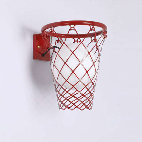 Modern Kids Iron Glass Basketball Hoop Wall Sconce