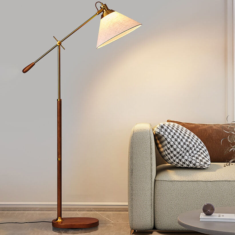 Vintage Black Walnut Floor Lamp