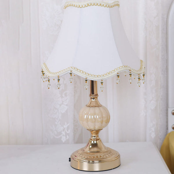Traditional Vintage Fabric Floral Glass Hardware Table Lamp