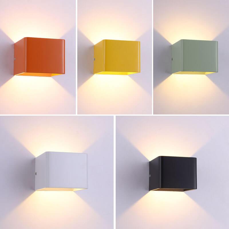 Modern Multicolor Aluminum Square LED Mini Wall Sconce