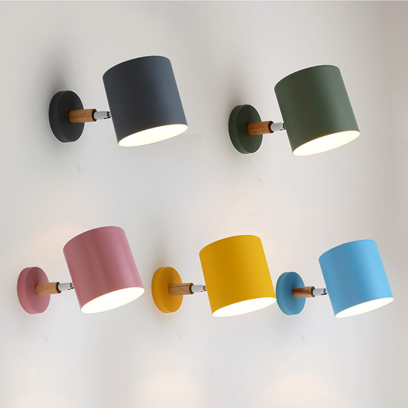 Nordic Macaron Cylinder Rotatable 1-Light Wall Sconce