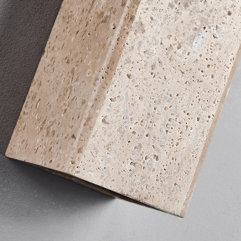 Traditional Japanese Travertine Square Waterproof Wall Light