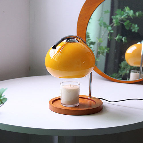 Vintage Glass Dome Solid Wood Base 1-Light Table Lamp