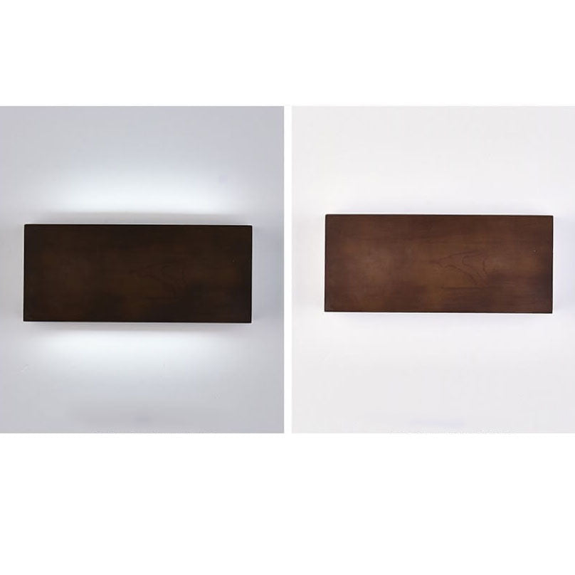 Japanese Wabi-Sabi Log Wood Rectangular LED Wall Sconce