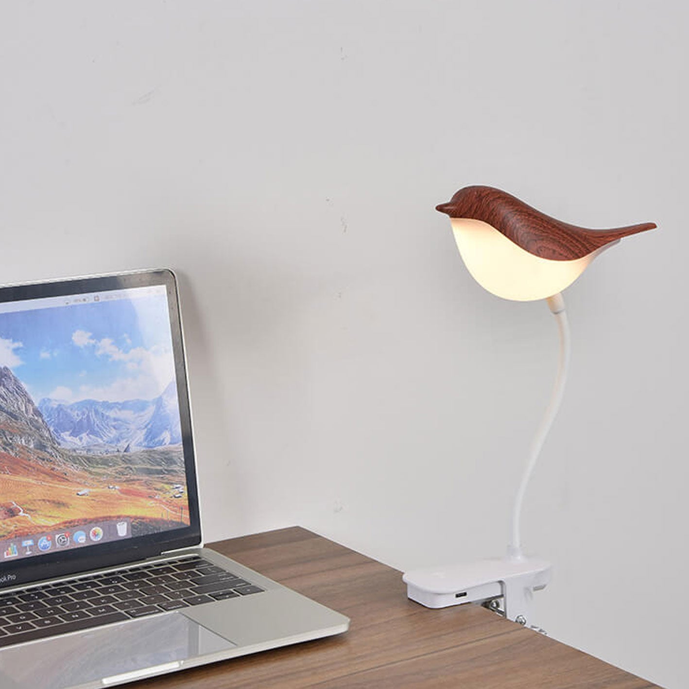 Nordic Creative Bird Clip USB Charging LED Night Table Lamp