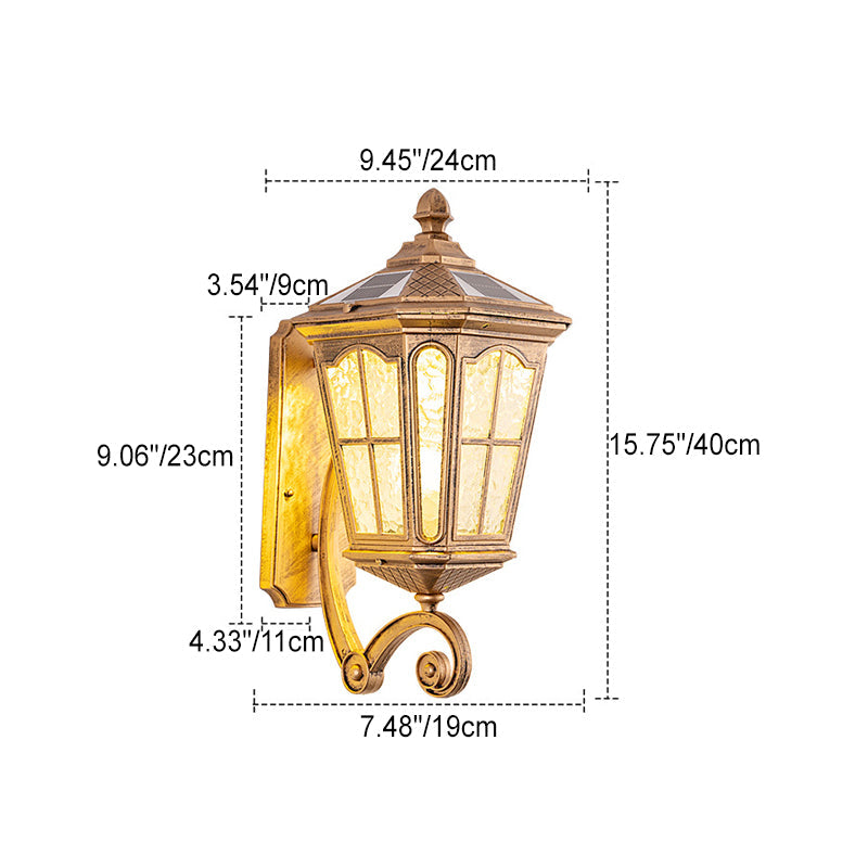 Traditional European Solar Outdoor Lantern Glass Wall Sconce