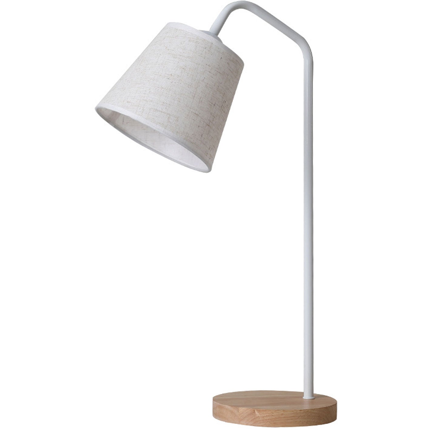 Nordic Minimalist Cone Linen Shade Wood Base Table Lamp