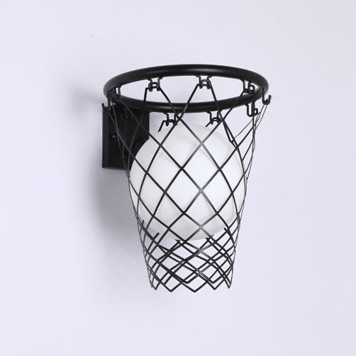 Modern Kids Iron Glass Basketball Hoop Wall Sconce