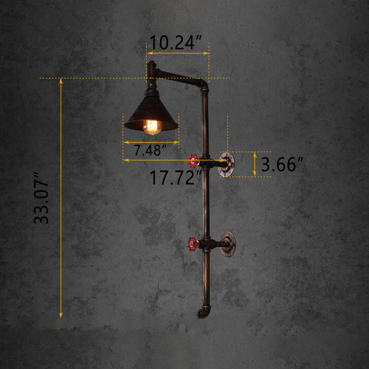 Retro Industrial Iron Water Pipe Faucet Design Wall Sconce
