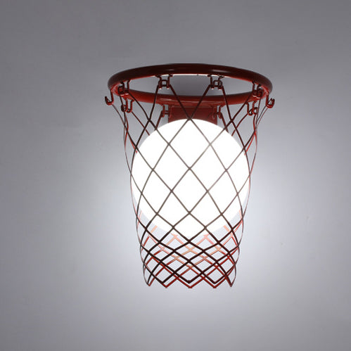 Modern Kids Iron Glass Basketball Hoop Wall Sconce