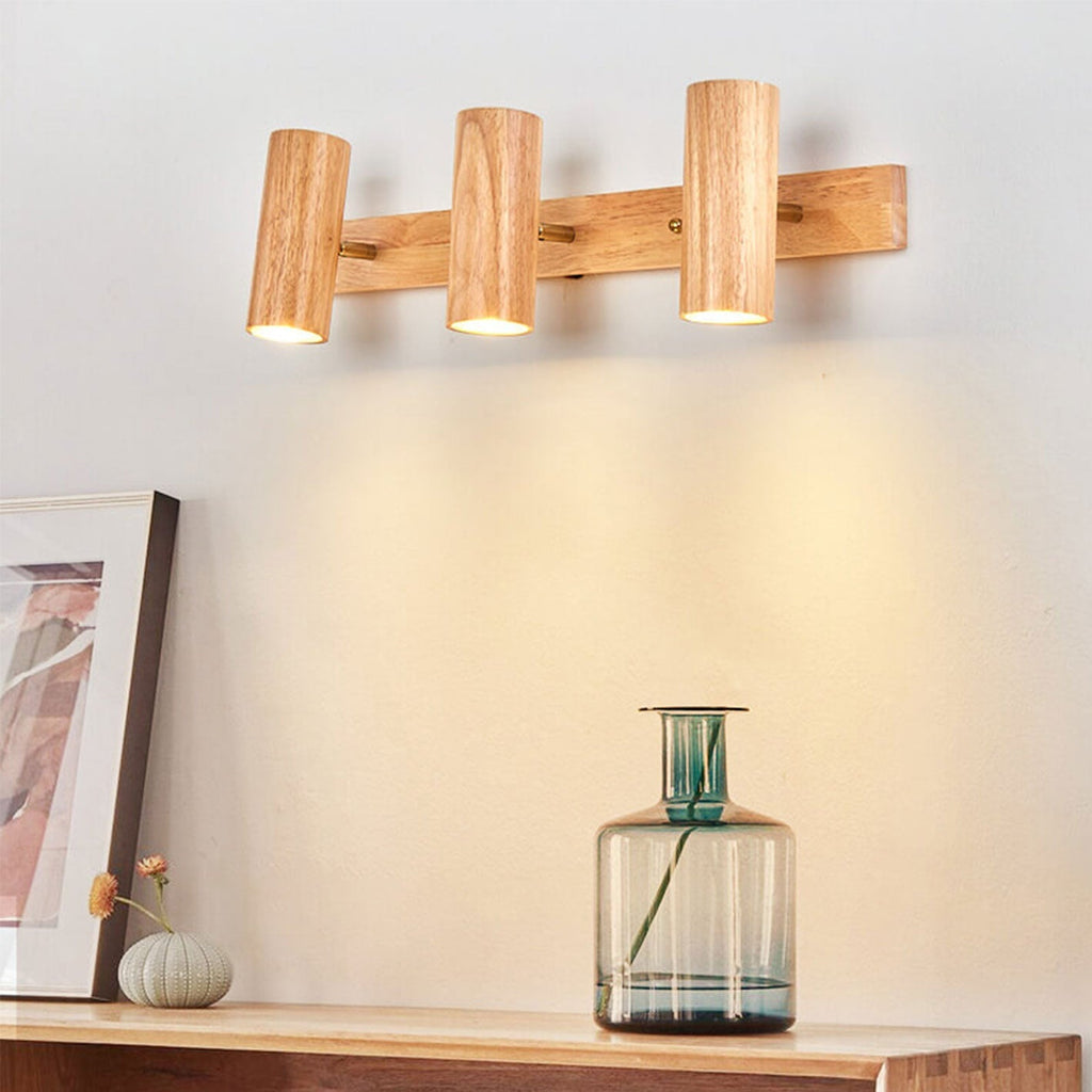 Modern Minimalist Wood Track Spotlight Wall Wall Sconce
