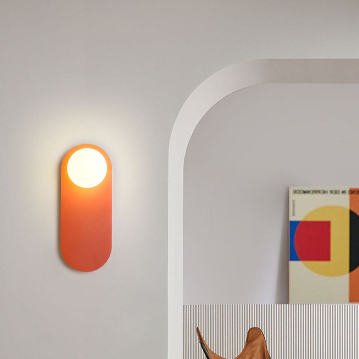 Nordic Minimalist Glass Orange Ring Base 1-Light Wall Sconce