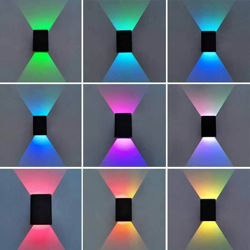 Modern Square Aluminum LED RGB Color Wall Sconce