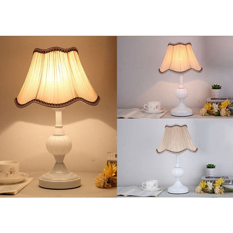 Nordic Vintage Floral Glass & Fabric 1-Light Table Lamp