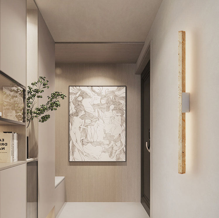 Japanese Wabi-Sabi Travertine Long Strip LED Wall Sconce