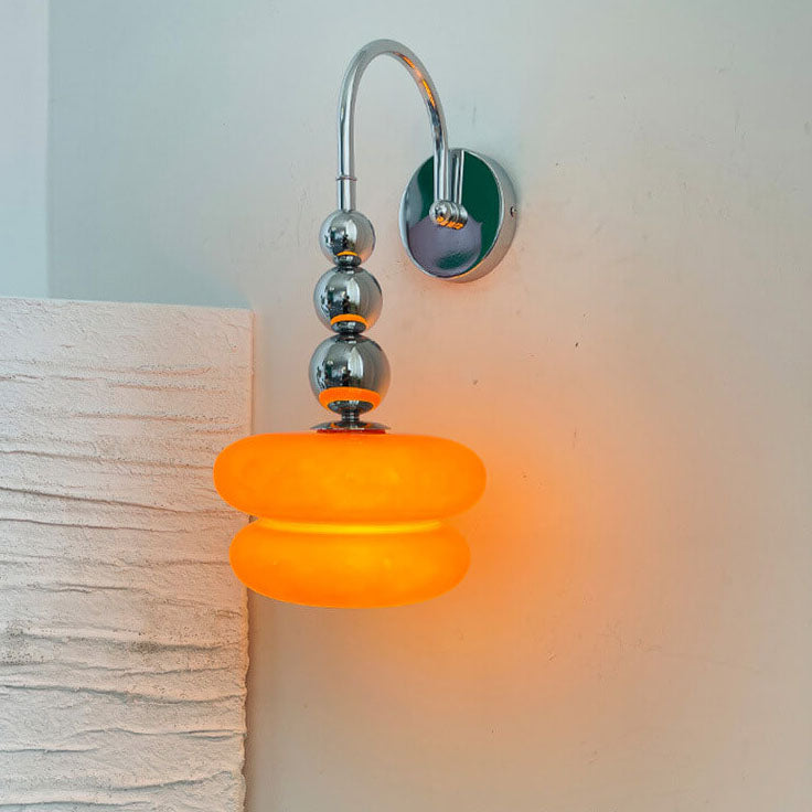 Macaron Cream Gourd Design Glass Shade Wall Sconce