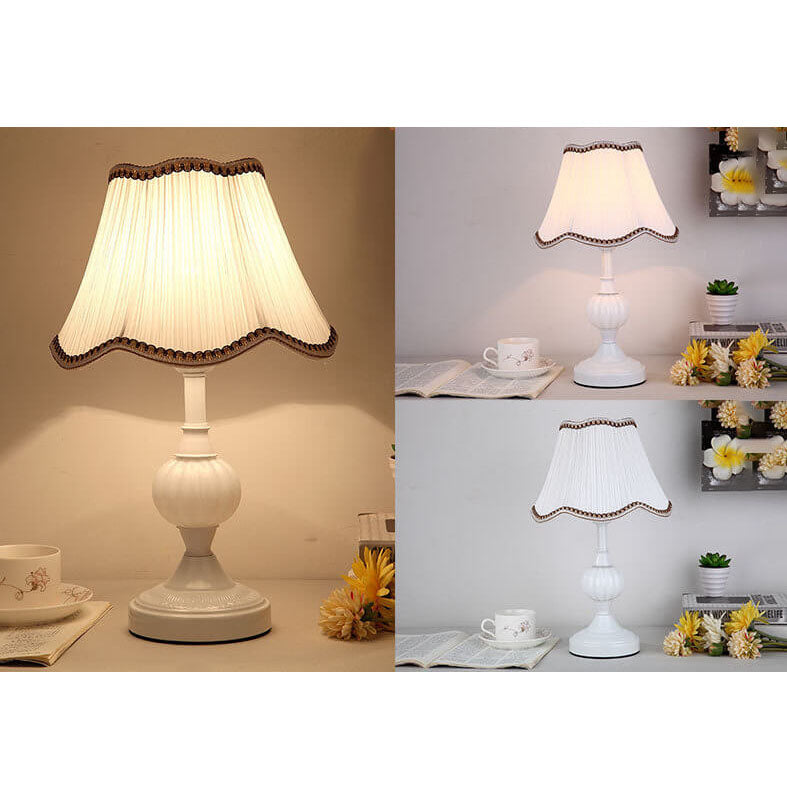 Nordic Vintage Floral Glass & Fabric 1-Light Table Lamp