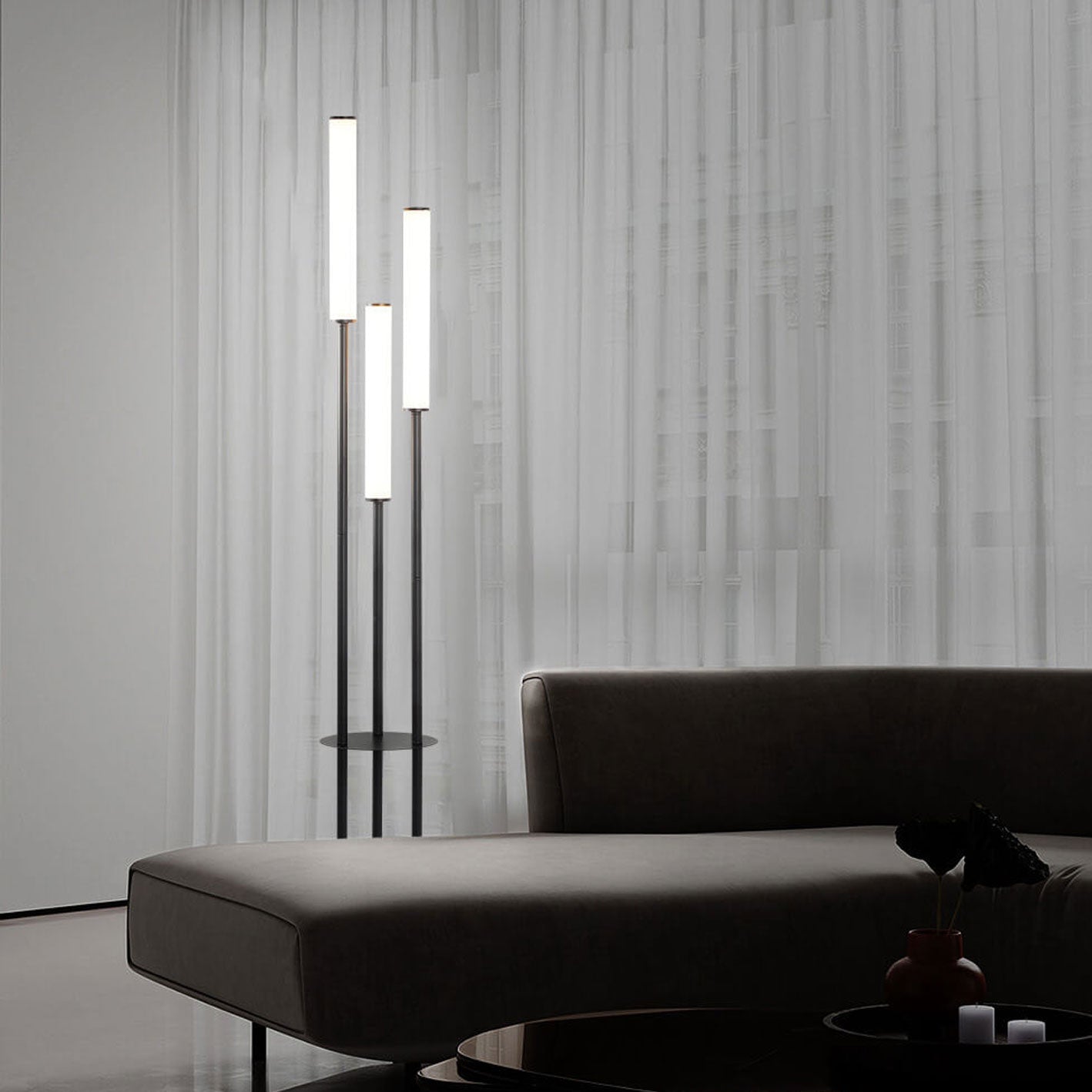 Contemporary Black 3-Light Floor Lamp