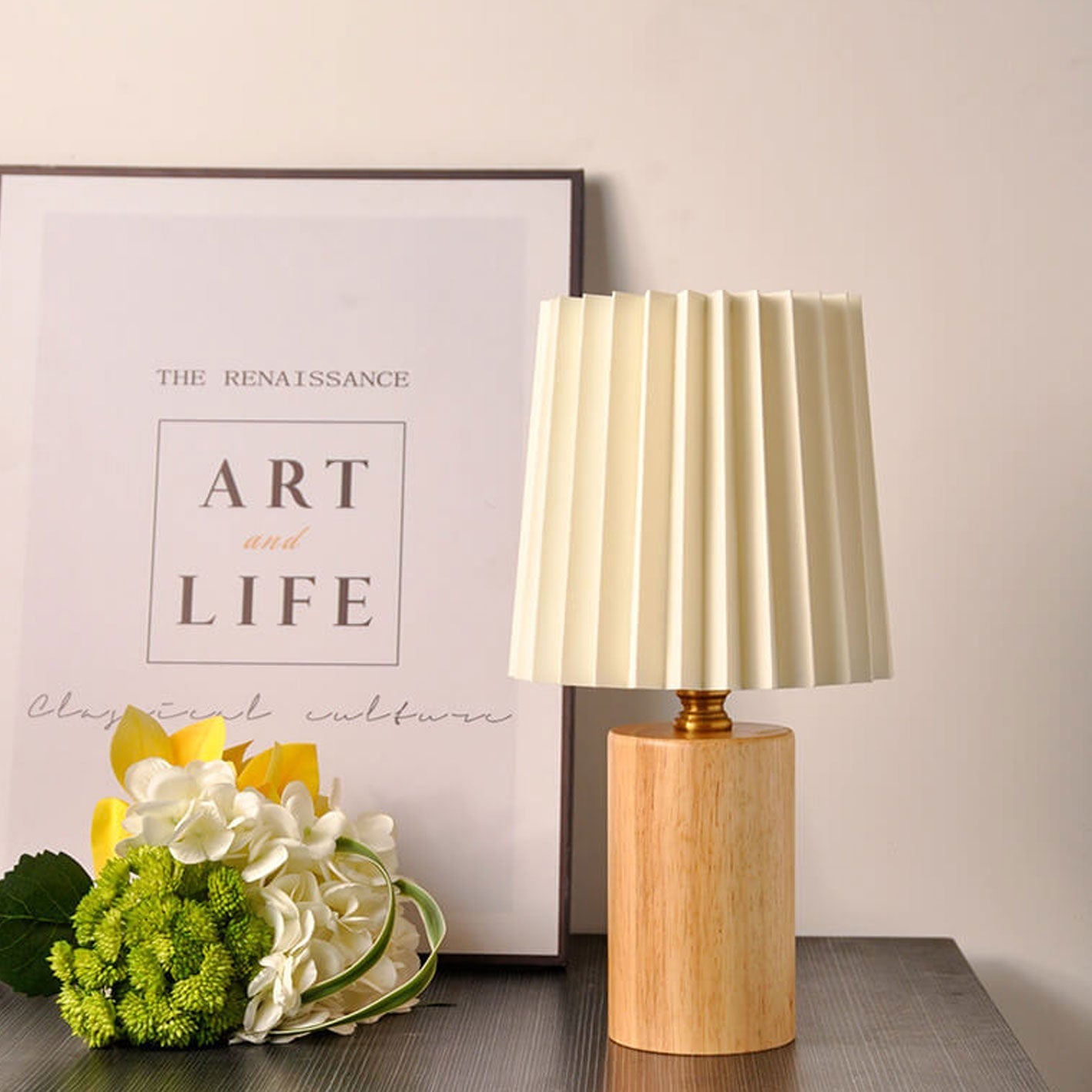 Elegant Vintage Korean Pleated Column Table Lamp Table Lamp