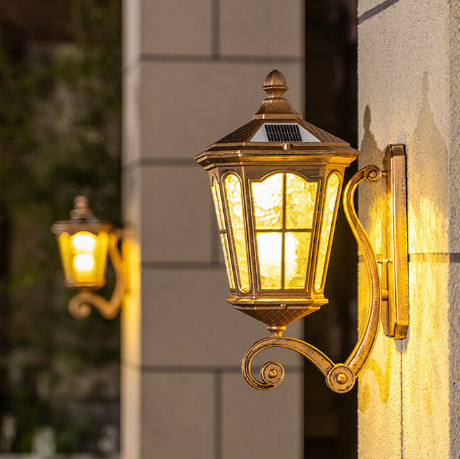 Traditional European Solar Outdoor Lantern Glass Wall Sconce