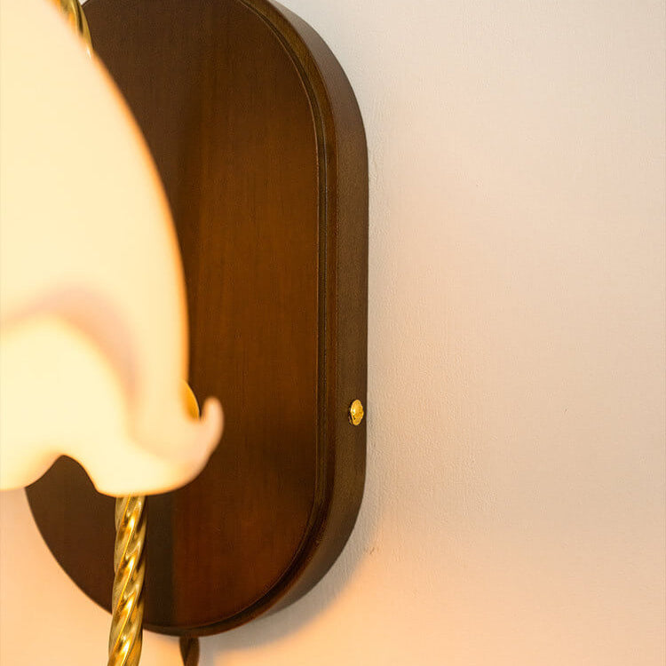 French Vintage Cream Glass Petal 1-Light Wall Sconce